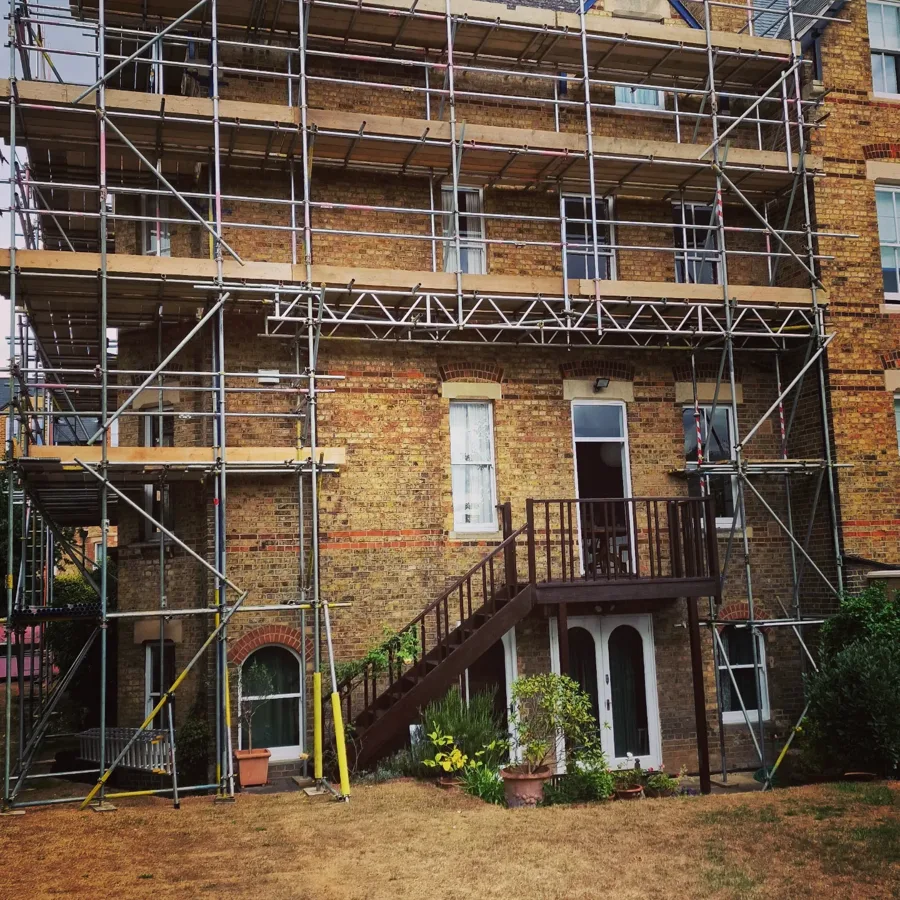 Scaffold hire installation to the rear elevation of a large Victorian property
